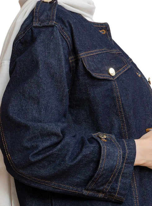 Blue Round Jacket Jeans - Khotwh